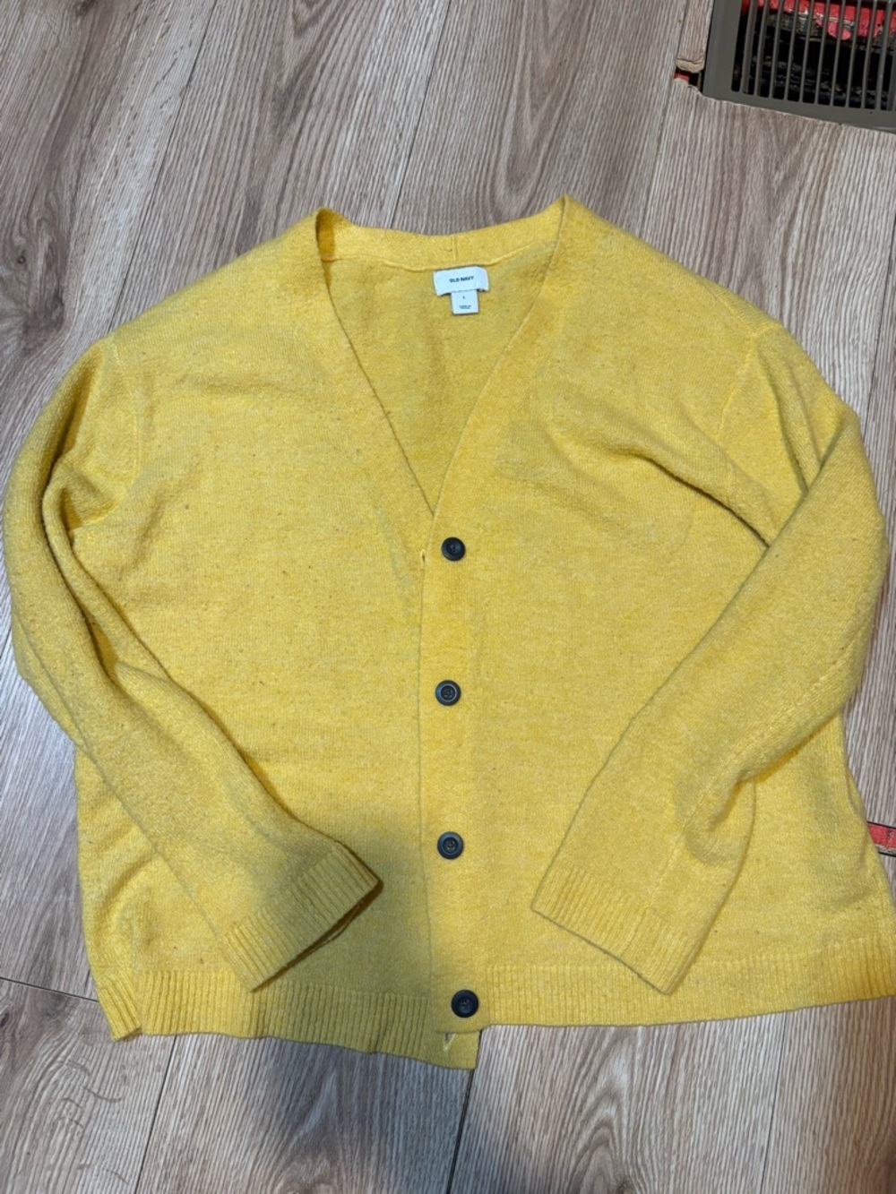 Old Navy Yellow V-Neck Button Cardigan